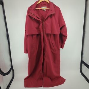 Vintage LL Bean Trench Coat Womens Extra Large Red Lined Outdoor Rain Jacket